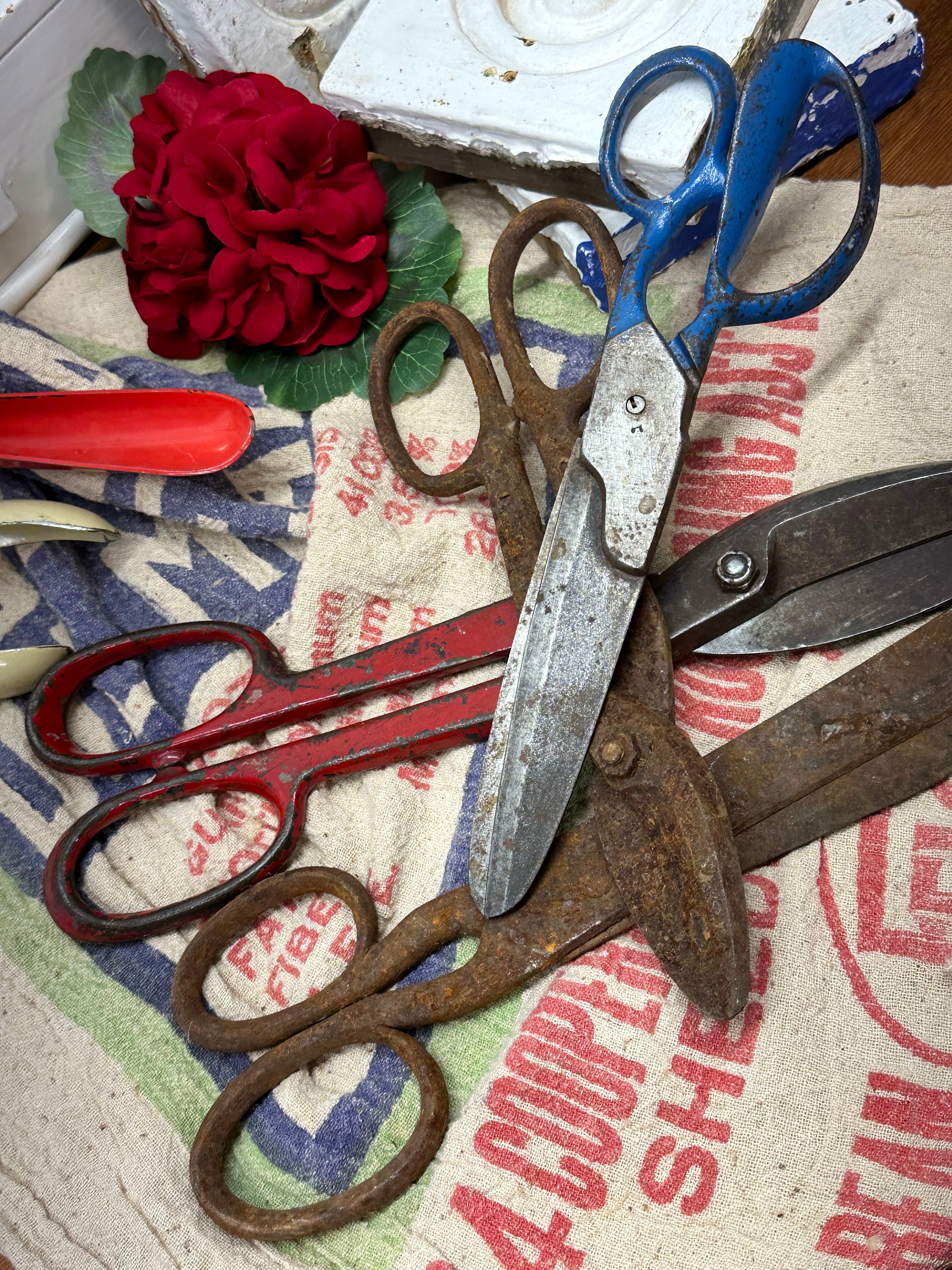 Vintage Scissors. Mixed Lot of Shears, Vintage Cutlery, Old Craft