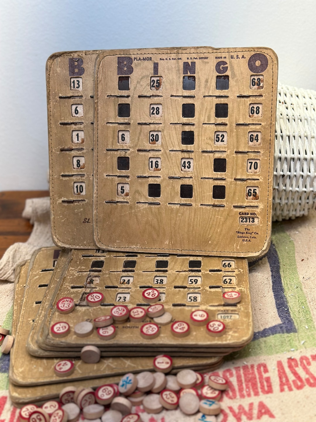 Vintage Bingo Cards With Glass and Metal Sliders Etsy