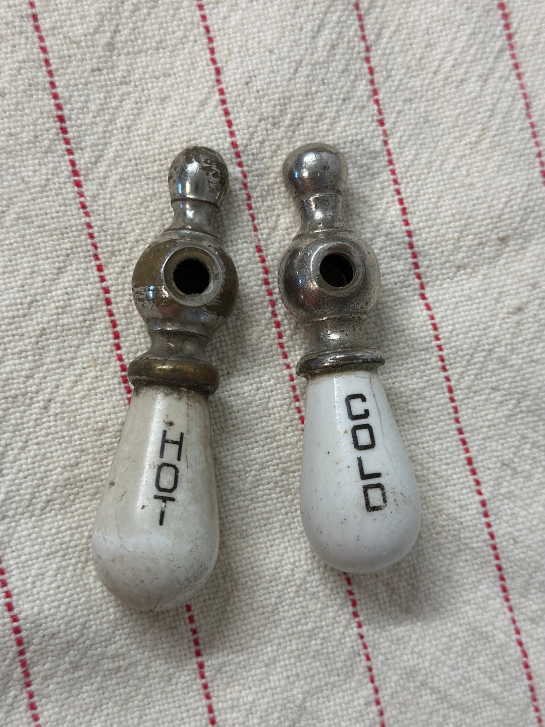 2 Antique Ceramic Water Faucet Handles Etsy