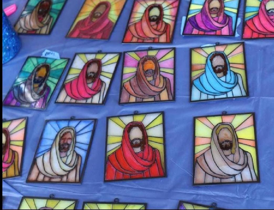 Jesus Stained Glass frame WITH Thin Translucent backing (3D printed)