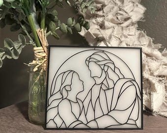 Niña con Jesús, imitación de vidriera (impresa en 3D)