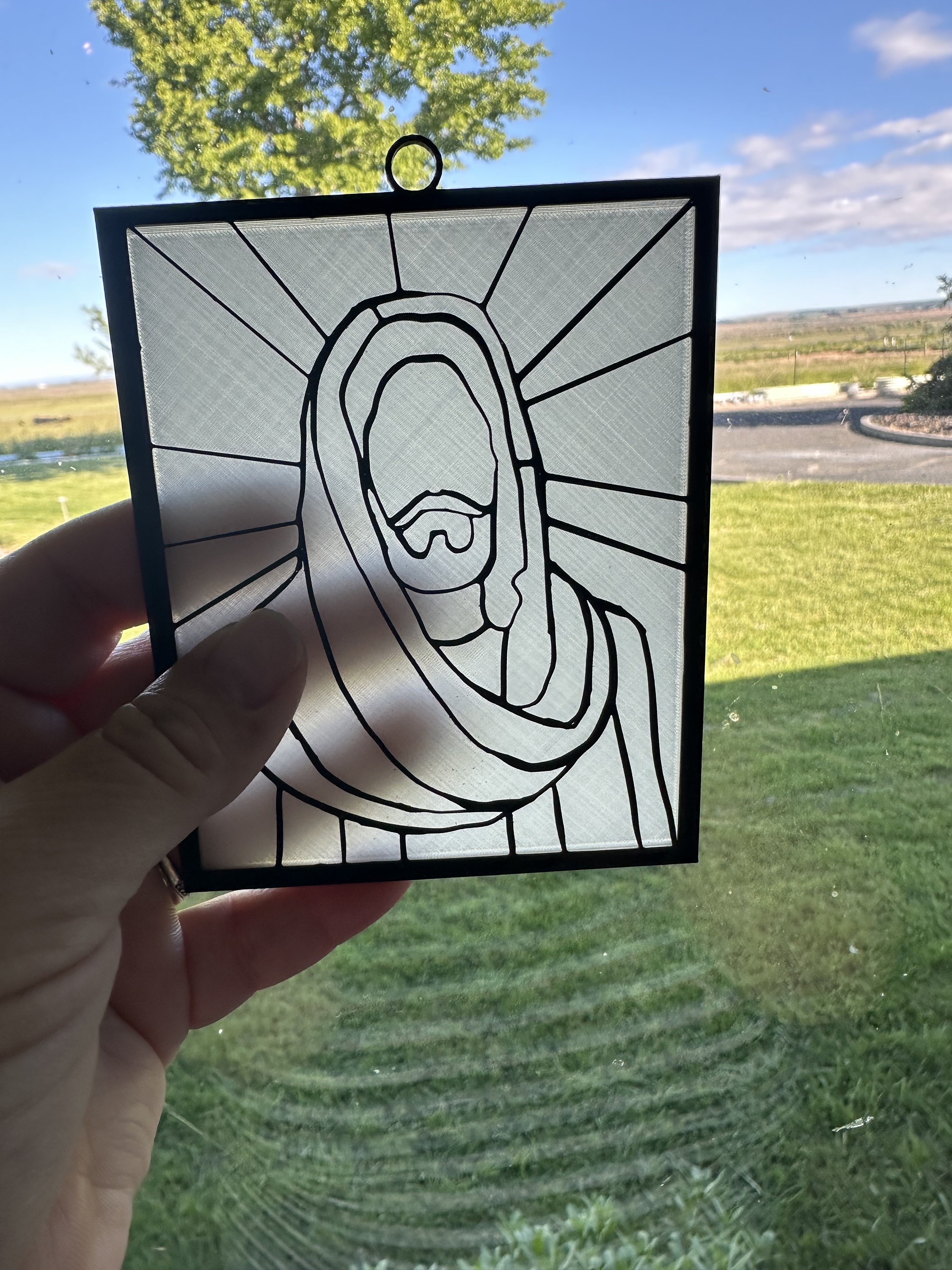 Jesus Stained Glass frame WITH Thin Translucent backing (3D printed)
