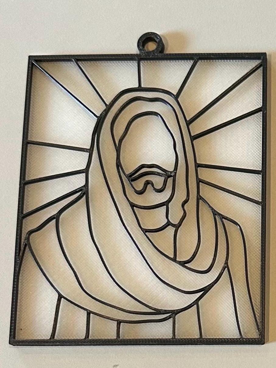 Jesus Stained Glass frame WITH Thin Translucent backing (3D printed)