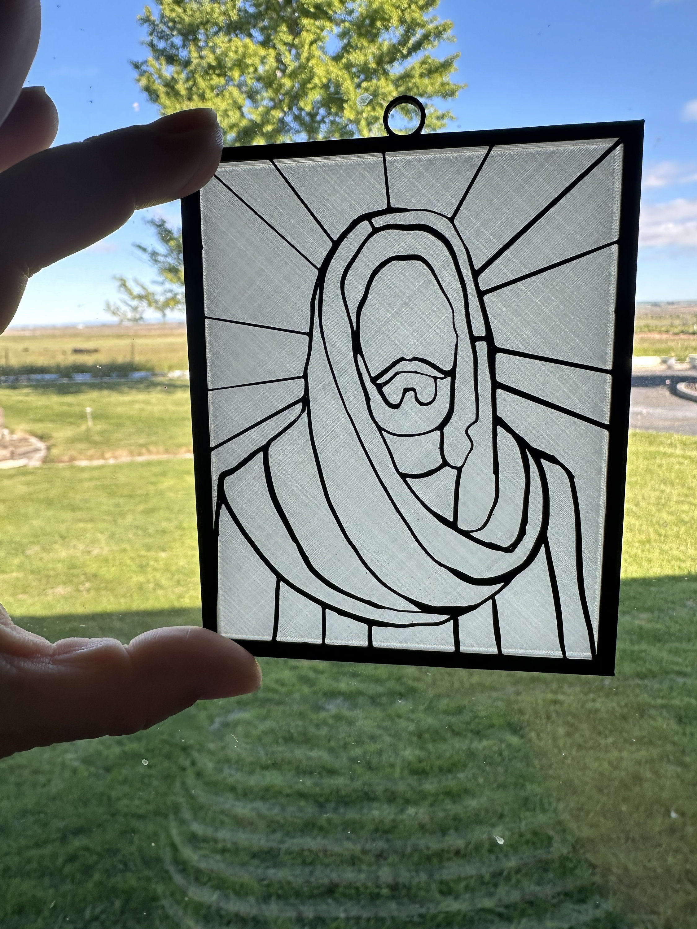 Jesus Stained Glass frame WITH Thin Translucent backing (3D printed)