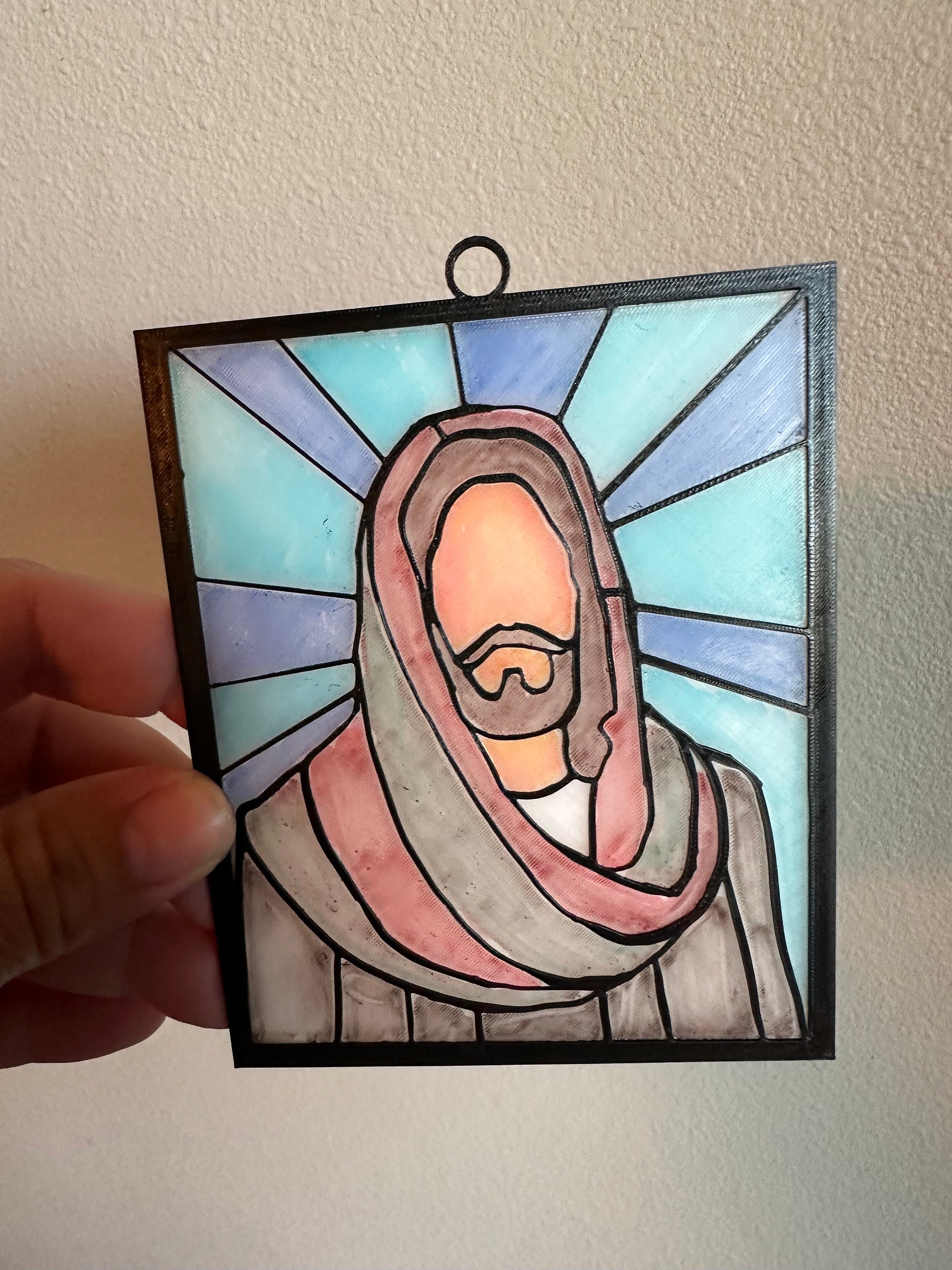 Jesus Stained Glass frame WITH Thin Translucent backing (3D printed)
