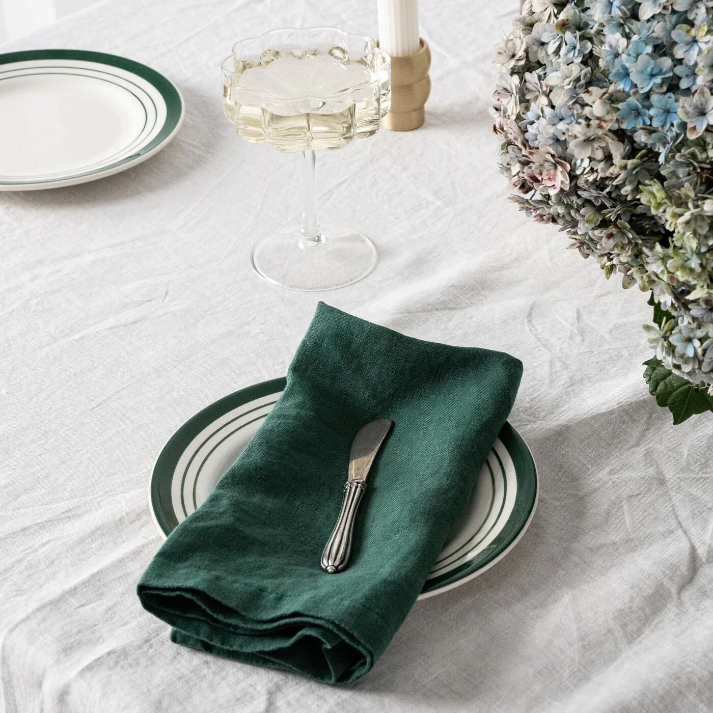 Holzlrgus Handmade Cloth Napkins with Fringe Set of 8 Emerald