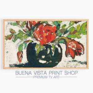 Frame TV Art | Vintage Art Print | Flowers in Vase Download | Textured Canvas Painting | Flower Arrangement | Samsung Tv | Floral TV Artwork