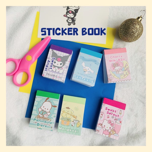 Sanrio '50'sheets STICKER kuromi pompompurin cinnamoroll  My melody 50Sheets“ Sanrio Stickers Book Hello Kitty Cinnamoroll Kids Mini Sticker