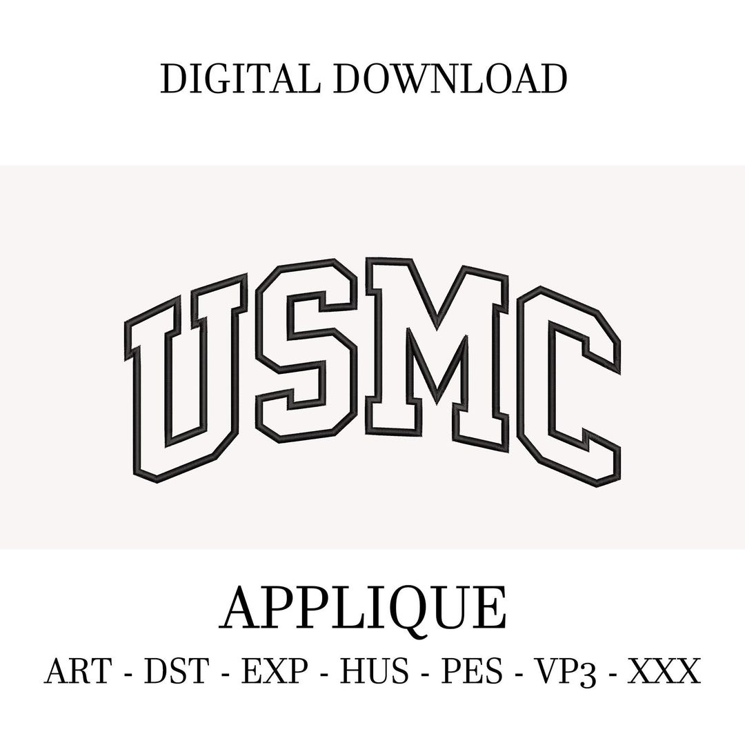 USMC Applique Machine Embroidery Design Instant Download Digital Design ...