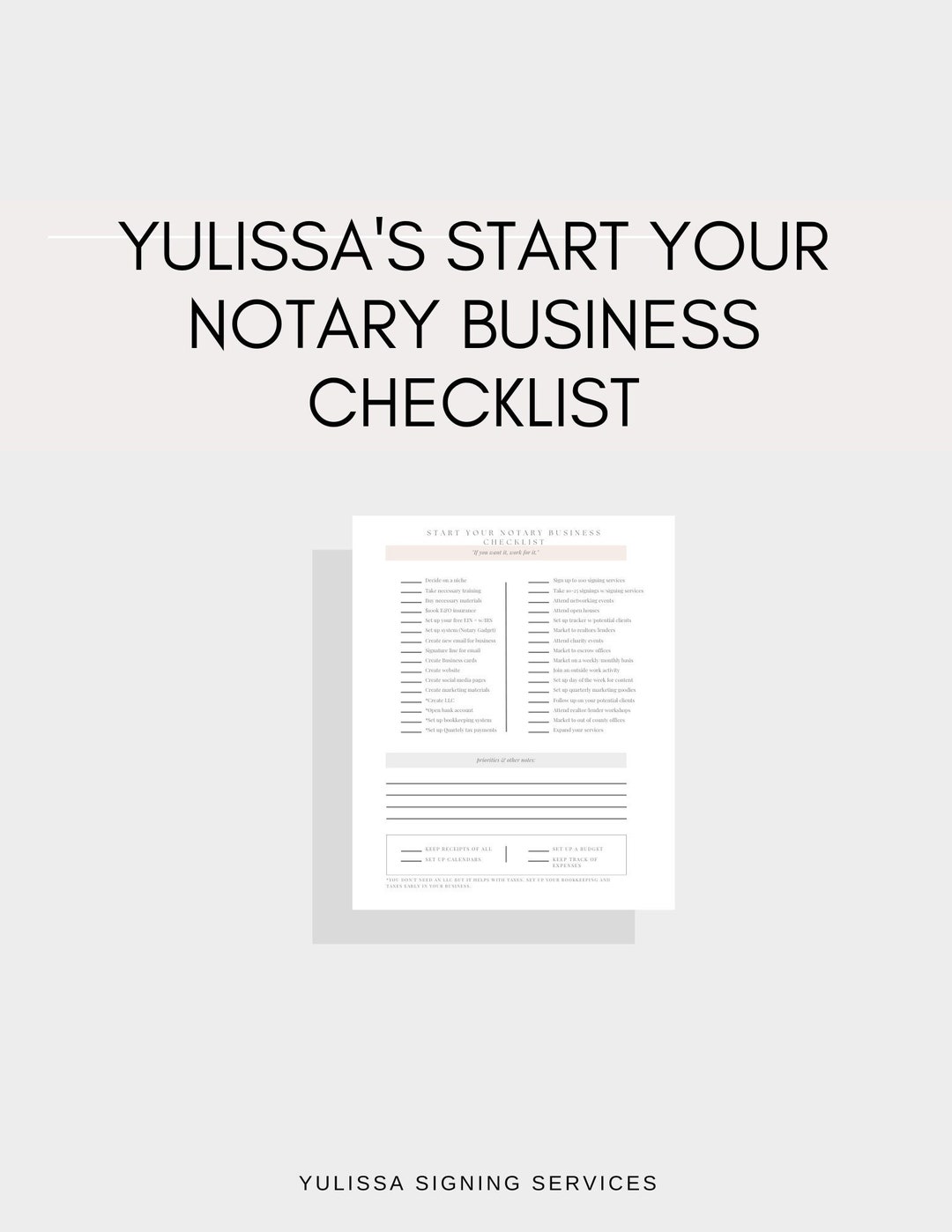 Start Your Notary Business Checklist Etsy