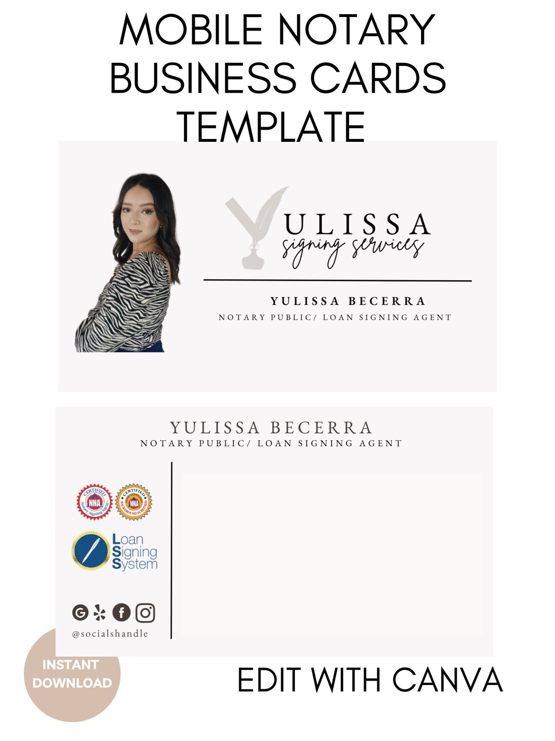 Mobile Notary Business Card Template Etsy