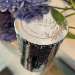 2.5” Chrome Stainless Steel Grinder Herb Spice 4 chamber Kief Catcher includes Cleaning Accessories,Poker Tool and Botanical Art Storage Box