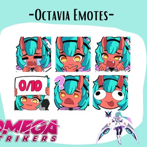 Omega Strikers Octavia Emotes / Twitch emotes pack / Omega Strikers / Discord / Youtube / Emotes / Cute Chibi emotes / Streamers / Twitch