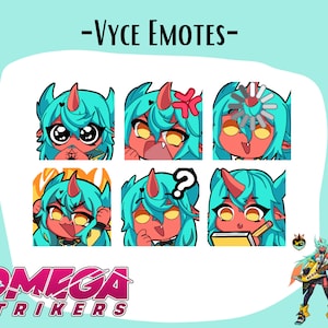 Omega Strikers Vyce Emotes / Twitch emotes pack / Omega Strikers / Discord / Youtube / Emotes / Cute Chibi emotes / Streamers / Twitch
