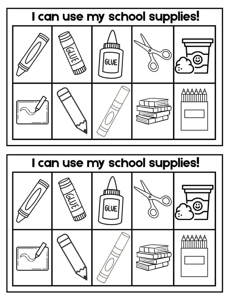 School Supplies Mastery Sticker Chart – Back to School Printable for ...