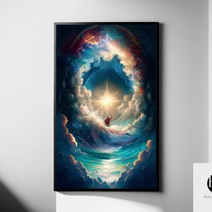 Thomas Kinkade Inspiriert | DRUCKBAR | Genesis 1:1 Am Anfang Gott Bibelvers | Sofortiger digitaler Download | Herunterladbarer Wandkunstdruck