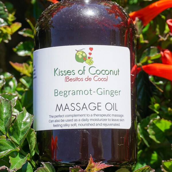 Bergamot Ginger Massage Oil • Sensual Oil • Body Oil • Vegan, Paraben, and Cruelty Free • Hydration for Dry Skin • Vitamin E • Botanicals