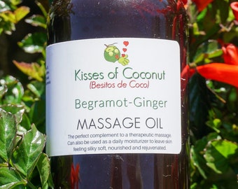 Bergamot Ginger Massage Oil • Sensual Oil • Body Oil • Vegan, Paraben, and Cruelty Free • Hydration for Dry Skin • Vitamin E • Botanicals