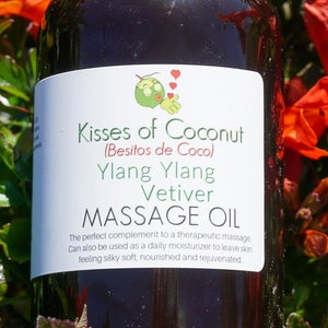 Ylang Ylang-Vetiver Massage Oil • Sensual Oil • Body Oil • Vegan, Paraben and Cruelty Free • Hydration for Dry Skin • Rosemary Extract
