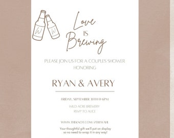 Brewery Wedding Shower Invite | Wedding Shower Invite Template | Canva Wedding Shower Template