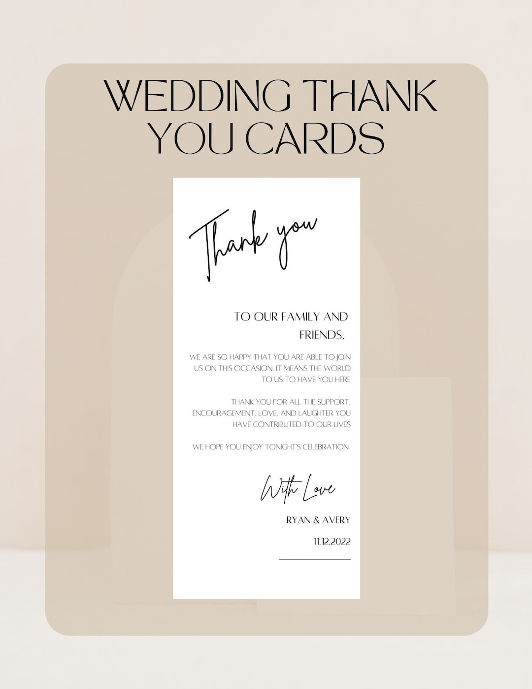 Wedding Thankyou Cards Canva Template Wedding Wedding Template Card