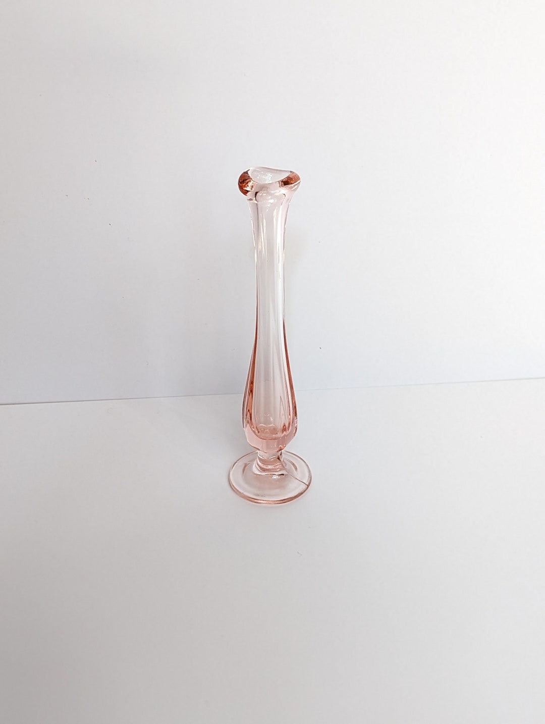 Pink Swung Glass Vase Blush Color 1950s Vintage Boho Footed Etsy