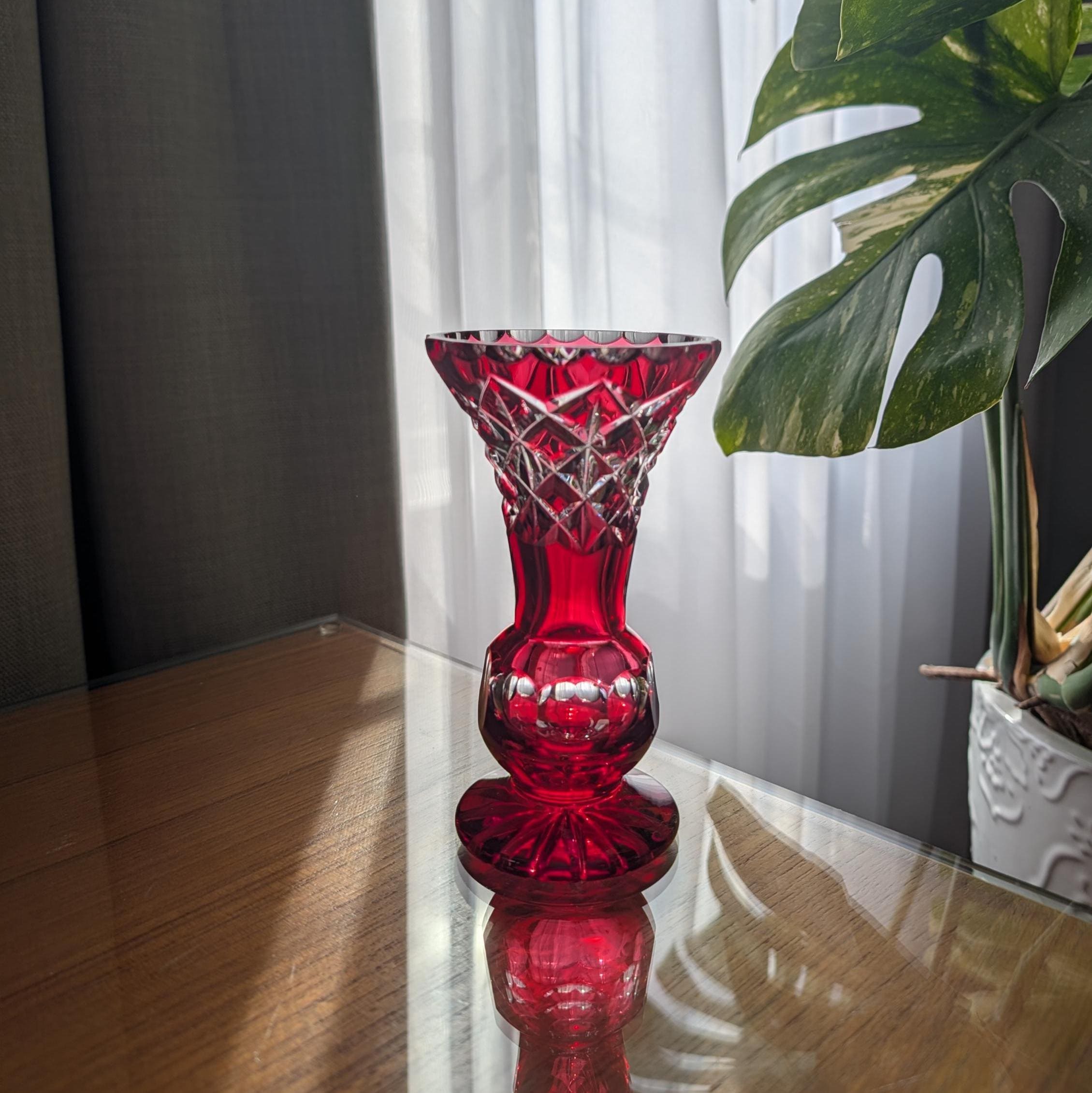 Red Crystal Vase - Etsy