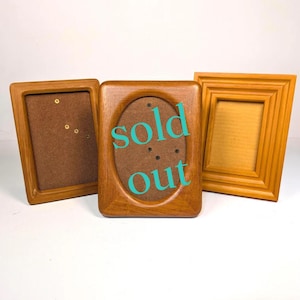 Vintage Teak Wood Photo Frames: Boho Style, 5x7 or 3.5x5 Picture Display