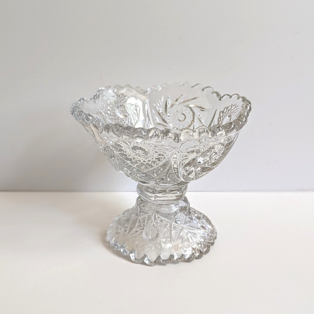 Glass Compote Centerpiece Bowl Vintage Deep Cut Hobstar Etsy
