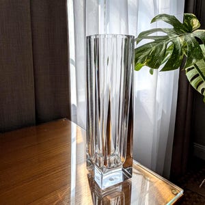 Cristal d'Arques Vase: 24% Lead Crystal Beaubourg Pattern Vintage Glass France Modern & Sleek Decor