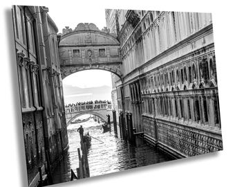 Venice Bridge of Sighs Print: Black and White Italian Architecture
