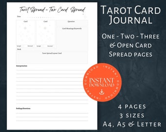 Tarot Spread Journal, INSTANT DOWNLOAD, Tarot Card Spread Printable, Tarot Journal, Tarot Spreads, Tarot Planner, Multi Card Tarot Spreads