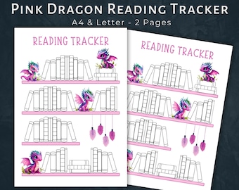 Dragon Reading Tracker Printable Kids, DOWNLOAD, Summer Reading Chart, Bookshelf Tracker, Kids Book Worksheet, Colouring Book Reward Log PDF