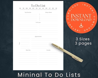 To Do List, INSTANT DOWNLOAD, Priority Planner, Daily Errands, Printable To Do List, Top Priorities Goals, Minimalist Planner, Appointment