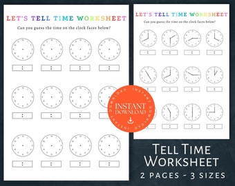 Tell The Time Worksheet, DOWNLOAD, Clock Printable, Homeschool Activity, Clock Worksheets, Clock Telling Time Worksheets, Telling Time PDF