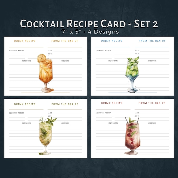Mocktails Recipe Cards - Etsy