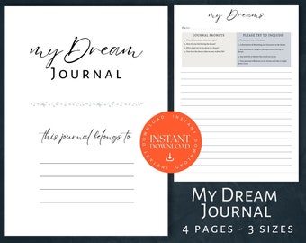 Dream Journal, INSTANT DOWNLOAD, Guided Dreaming Journal, Dreaming Tracker, Printable Dream Analysis Journal, Dream Interpretation