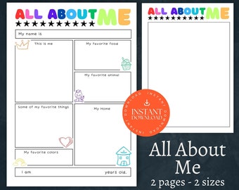 PRINTABLE All About Me Worksheet Printable Activity for Kids First Day ...
