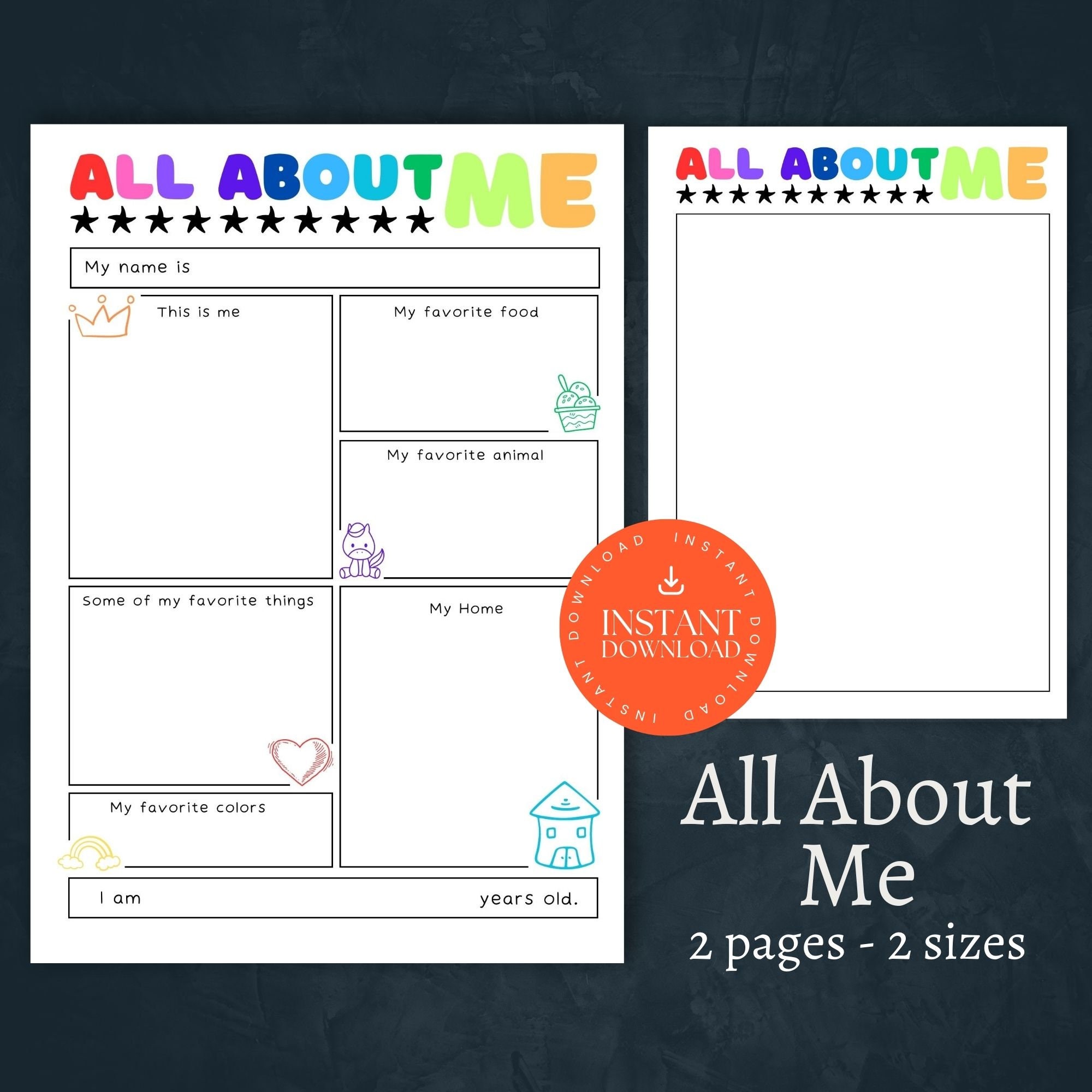 All About Me Printable Book Preschool, INSTANT DOWNLOAD, All About Me ...