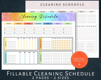 Fillable Cleaning Checklist, PDF DOWNLOAD, Printable Cleaning Schedule, House Cleaning Checklist, Cleaning Schedule Printable, Spring Clean