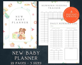 New Baby Planner, INSTANT DOWNLOAD, Baby Log, New Mum Journal, Growth and Feed Log, Household Chores, Meal Planner, Grocery List, Baby Notes