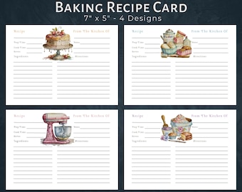 Baking Recipe Card Printable, INSTANT DOWNLOAD, Printable Recipe Cards, Recipe Cards 7x5 printable, Printable Recipe PDF, Cooking Gift, Chef