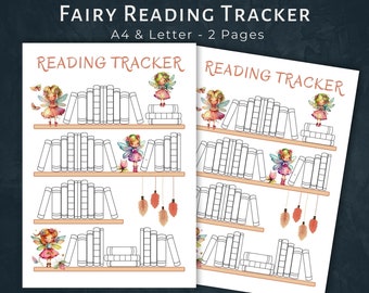 Fairy Reading Tracker Printable Kids, DOWNLOAD, Summer Reading Chart, Bookshelf Tracker, Kids Book Worksheet, Colouring Book Reward Log PDF