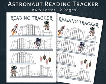 Astronaut Reading Tracker Printable Kids, DOWNLOAD, Summer Reading Chart, Bookshelf Tracker, Kids Book Worksheet, Colouring Book Reward Log