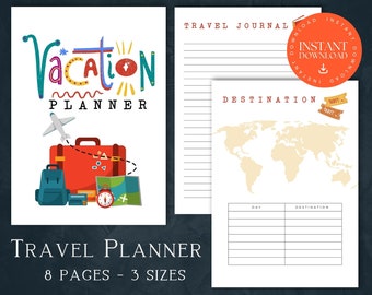 Vacation Planner, INSTANT DOWNLOAD, Holiday Planners, Itinerary Printable, Travel Packing List, Travel Journal, Accommodation List, Expenses