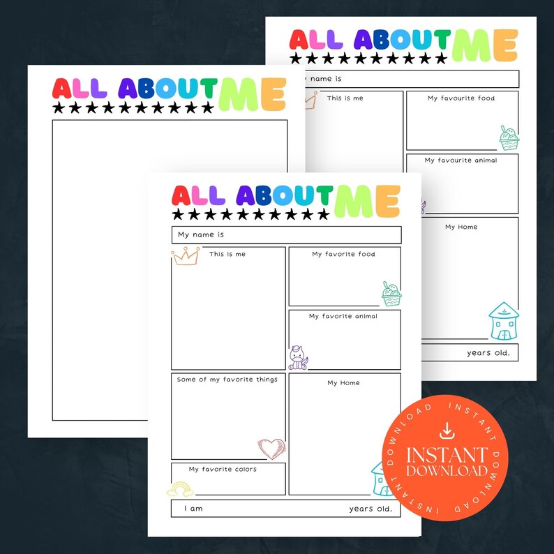 All About Me Printable Book Preschool, INSTANT DOWNLOAD, All About Me ...