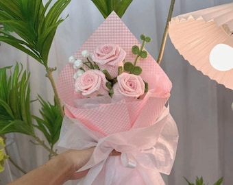 Handmade Crochet Flower Bouquet: Knitted Rose Gift