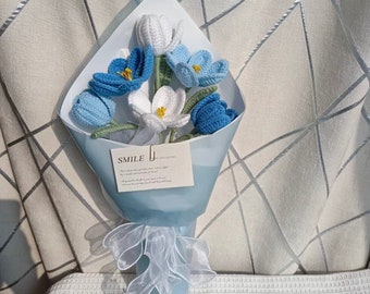 Graduation Flower Gift|Crochet Flowers|Crochet Flower Bouquet|Mother's Day Gift|Graduation Gift Idea|Handmade Knitted Flowers|Flowers