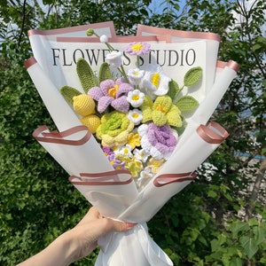 Häkelblume|Häkelblumenstrauß|Handgemachte gestrickte Blume|Häkelblumenstrauß|Fertige Blume|Vatertagsgeschenk|Geburtstagsgeschenk|Geschenk für Sie