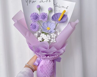 Handmade Crochet Flower Bouquet, Unique Yarn Arrangement